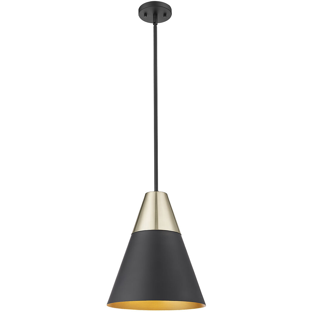 Annos 1 Light 12 inch Matte Black/Modern Gold Pendant Ceiling Light
